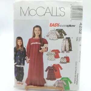 McCalls Vintage Nightgown & Pajamas Pattern 4252 Girls Sizes Med Lg Xl 2003